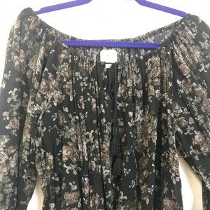 Denim & Supply Navy Blue Boho Peasant Blouse